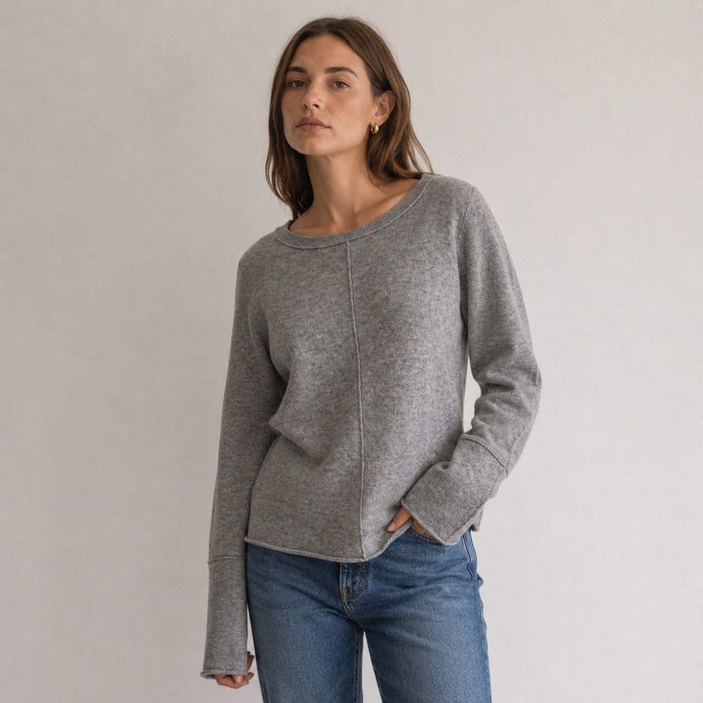 Philosophy‎ Dane Lewis Cashmere Sweater Sz S Light Gray Minimalist Quiet Luxury